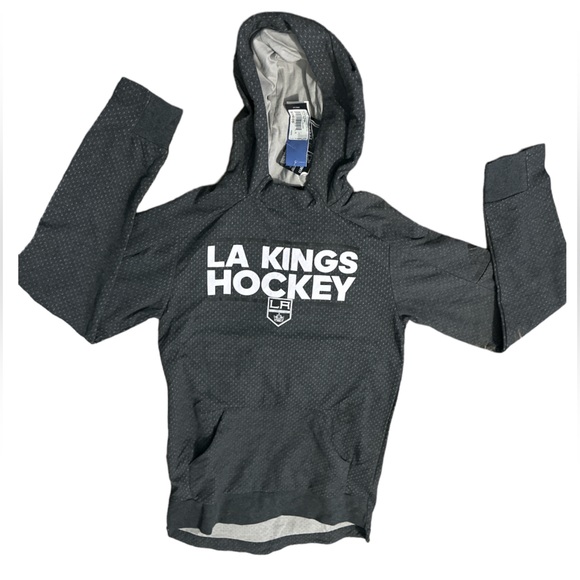 New! Mens ADIDAS NHL LA KINGS PULL OVER HOODIE SQUAD 115UA GREY/WHITE Sz Small - Picture 6 of 9